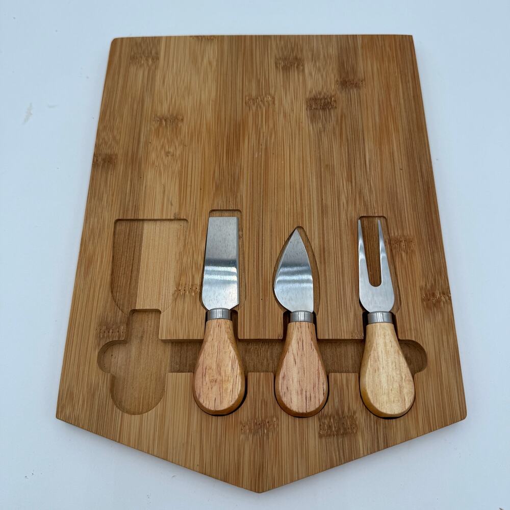 Bamboo Cheese Board Charcutterie Board with 3 Utensils Stainless Steel